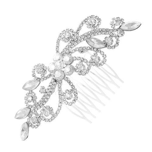 Crystal Avenue Hair Accessory 71573 - Flower Marquise Comb Crystal/Silver