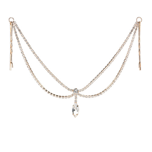Crystal Avenue Hair Accessory 71745 - Marquise Drape Chain Crystal/Gold