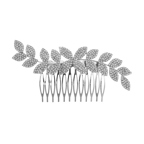 Crystal Avenue Hair Accessory 72034 - Leaf Comb Crystal/Silver