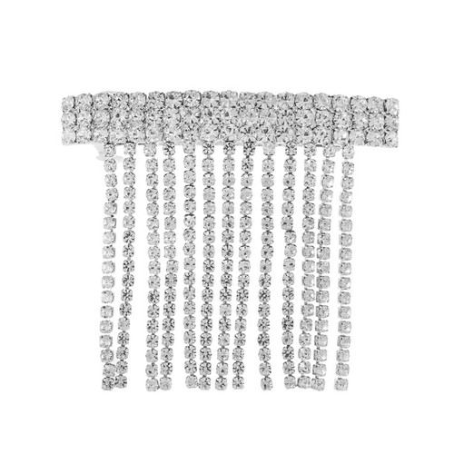 Crystal Avenue Hair Accessory 72055 - Tassle Barrette 3.4 inch Crystal/Silver