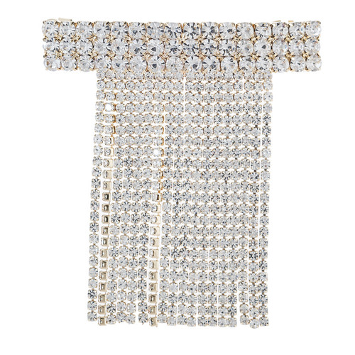 Crystal Avenue Hair Accessory 72056 - Tassle Barrette 2.4 inch Crystal/Gold