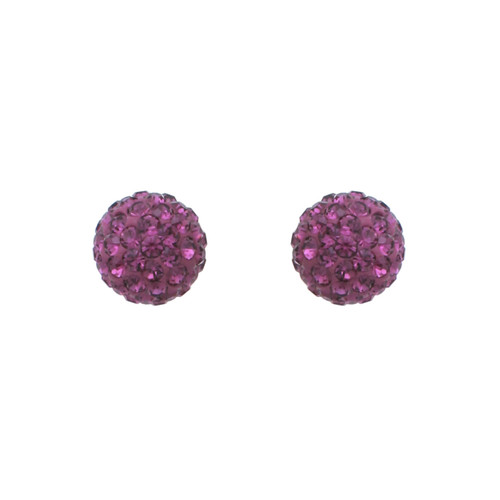 Crystal Avenue Earrings 23140 - 10mm Clay Ball Stud Amethyst Pierced