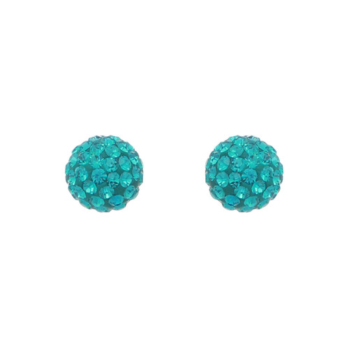 Crystal Avenue Earrings 23140 - 10mm Clay Ball Stud Blue Zircon Pierced