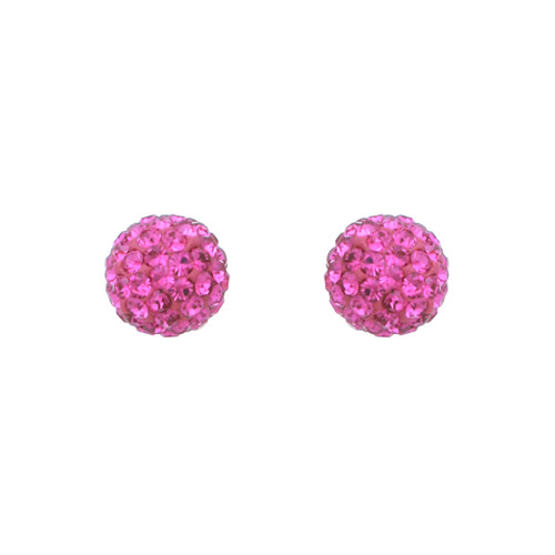 Crystal Avenue Earrings 23140 - 10mm Clay Ball Stud Fucshia Pierced