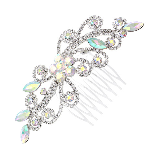Crystal Avenue Hair Accessory 71573 - Flower Marquise Comb Crystal AB/Silver