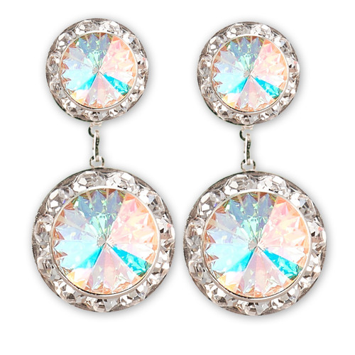 Starlight Crystal Earrings - 11mm/15mm Performance Dangle Crystal AB/Silver Pierced