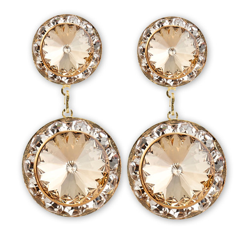 Starlight Crystal Earrings - 11mm/15mm Performance Dangle Honey/Gold Pierced