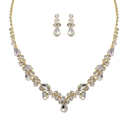 Crystal Avenue Necklace Earring Set 15482 - G Rs Drop Stone Set Cr