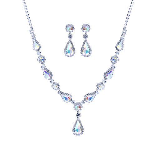 Crystal Avenue Necklace Earring Set 17313 - S Rs Flower Teardrop Set