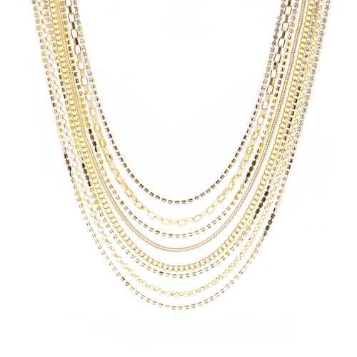 Crystal Avenue Necklace 18483 - G Rs Chain 8 layer necklace
