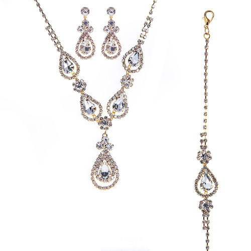Crystal Avenue Full Set 18618 - G Rs Teardrop Flower 3pcs Set