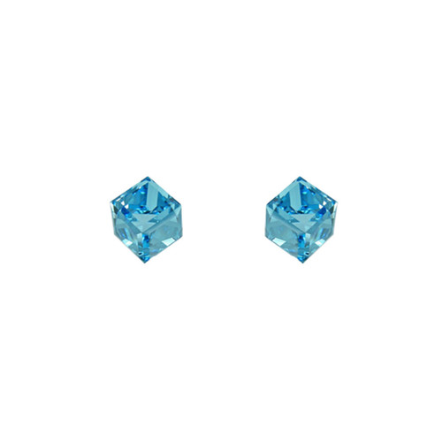 Crystal Avenue Earrings 40010 - 6mm Cube Crystal Stud Aq