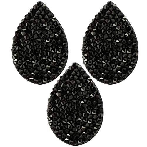 Austrian Fine Rock Small Pear 012 Jet - 3 pieces applique