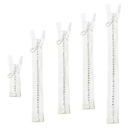 Austrian Crystal Zipper Magic - Crystal/White 4" - SEPARATING