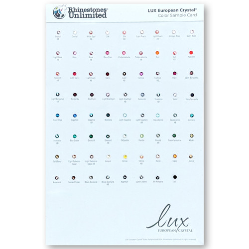 Rhinestones Unlimited LUX Austrian Crystal Flatback Sample Card