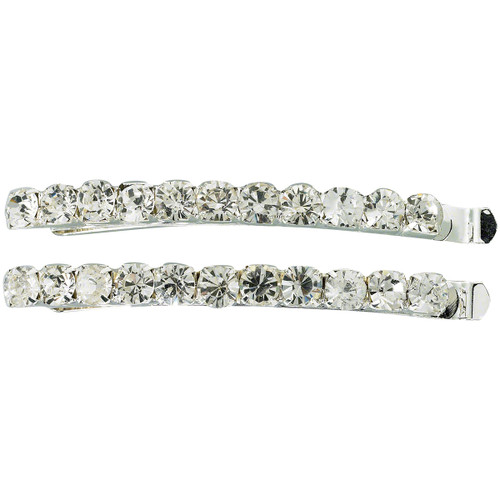 Rhinestone Slide Barrettes - Crystal