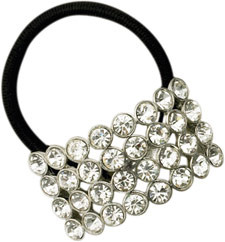 Rhinestone Ponytail Binder Rectangle - Crystal