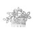 Crystal Avenue Hair Accessory 71796 - Flower + Leaves Comb Crystal/Silver