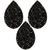 Austrian Fine Rock Small Pear 012 Jet - 3 pieces applique