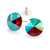 14mm Light Siam AB Simple Rivoli pierced earrings from Star Light Crystal Jewelry on white background