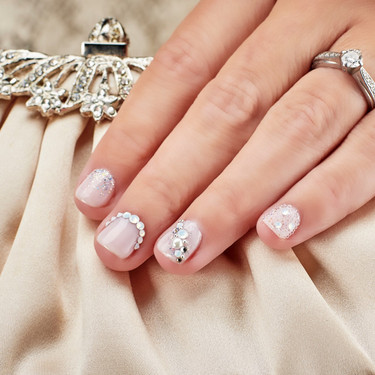 Pink Spring Nails | Pink Ombre Glitter Rhinestones French Tips Press On  Nail Designs