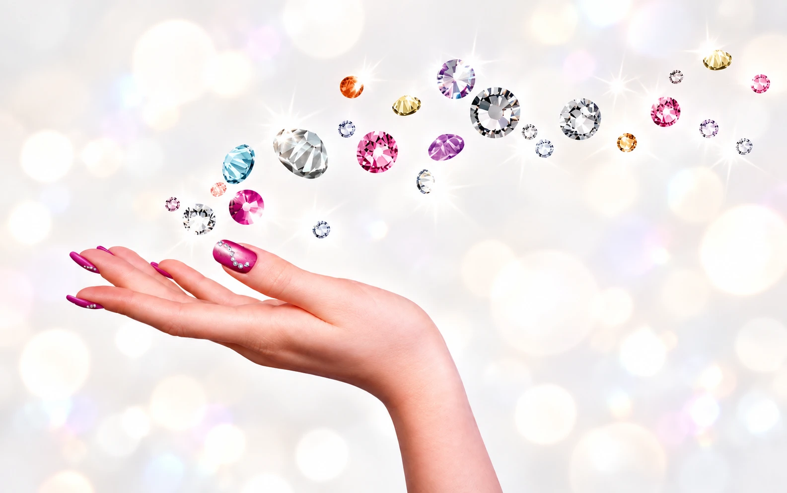 Tiny rhinestones and small crystals for nail art and detailed rhinestone designs