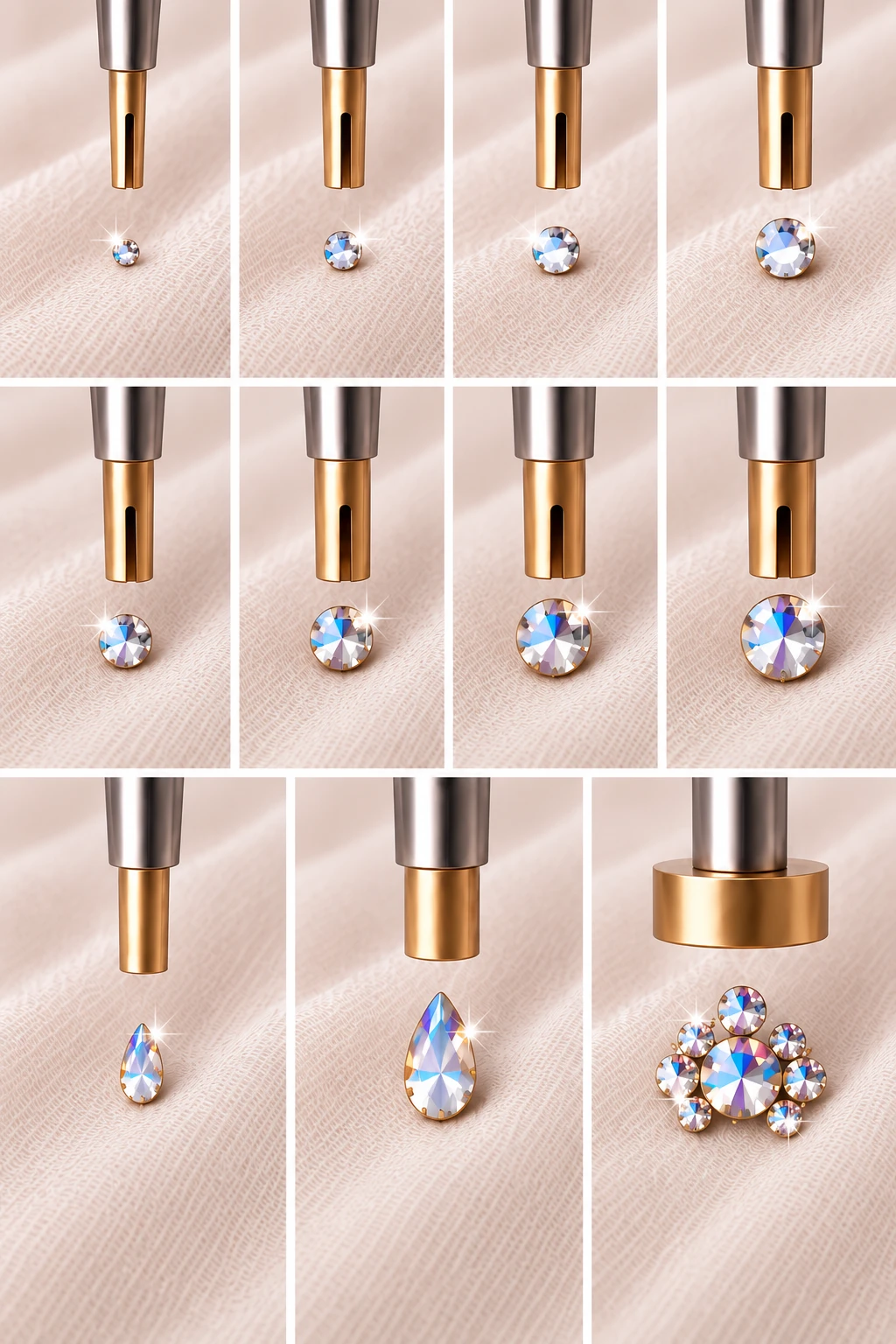BeJeweler Pro tips matched to rhinestone sizes