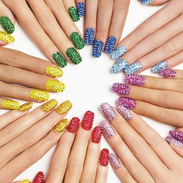 Nails covered in crystal