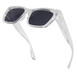 Clear plastic sunglasses with black lenses, combining elegance and functionality for a fashionable accessory.