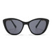 Chic black cat eye sunglasses with a black frame, offering a timeless accessory for a polished appearance.