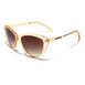 Clear plastic cat eye sunglasses displayed against a neutral background, showcasing their stylish and modern design.