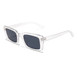 Clear plastic square sunglasses, exemplifying contemporary fashion from The Clarity Crew.