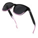 Trendy black and pink sunglasses featuring a faded frame, perfect for a chic summer accessory.