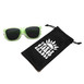 A trendy pair of sunglasses nestled in a pouch, alongside a modern black bag designed for stylish storage and portability.