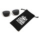 Sunglasses with a protective pouch, adorned with a white logo, reflecting the minimalist design of The Basics collection.