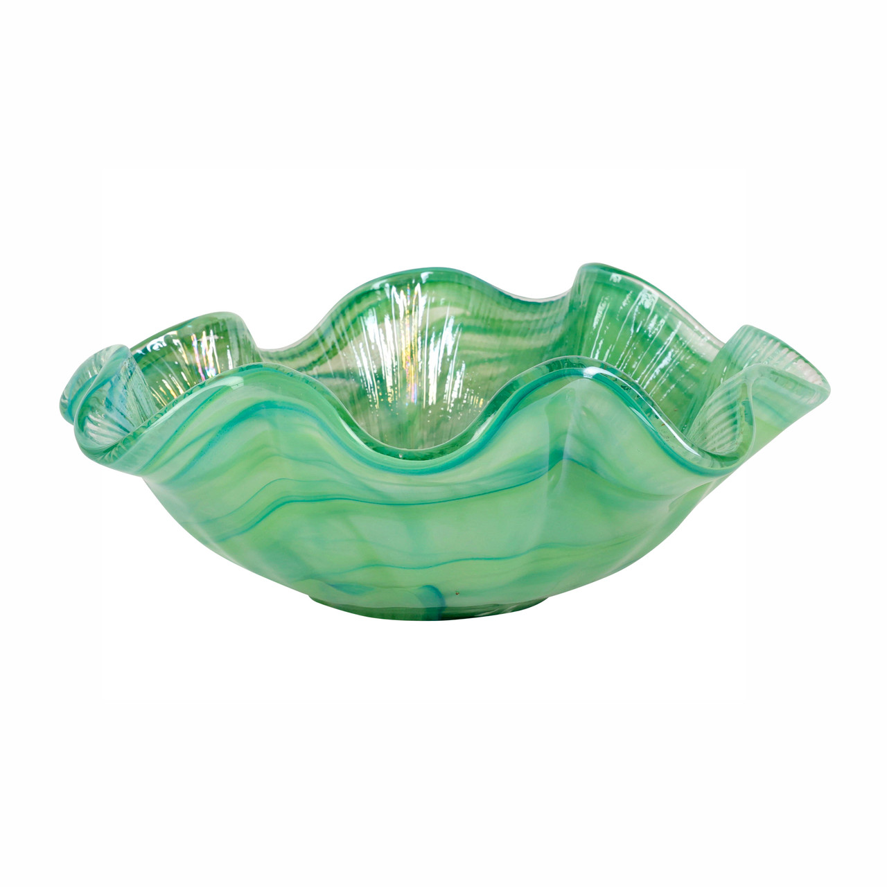As Is Vietri Onda Green Glass Twisted Flower Vase main image 0