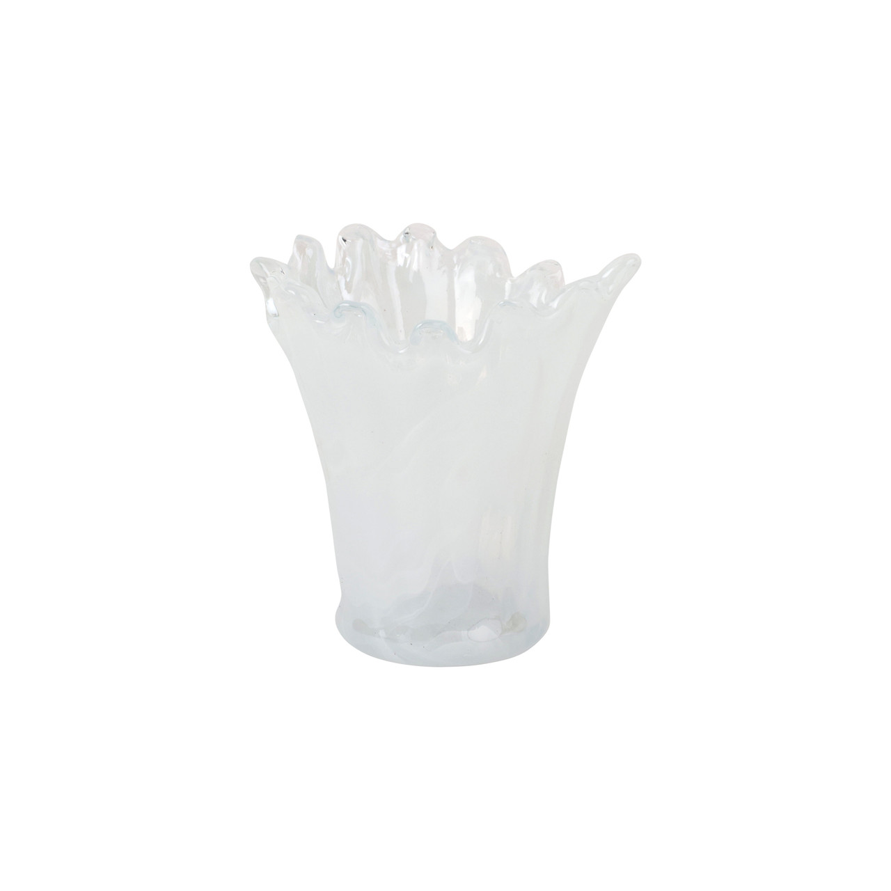 As Is Vietri Onda Green Glass Twisted Flower Vase main image 1