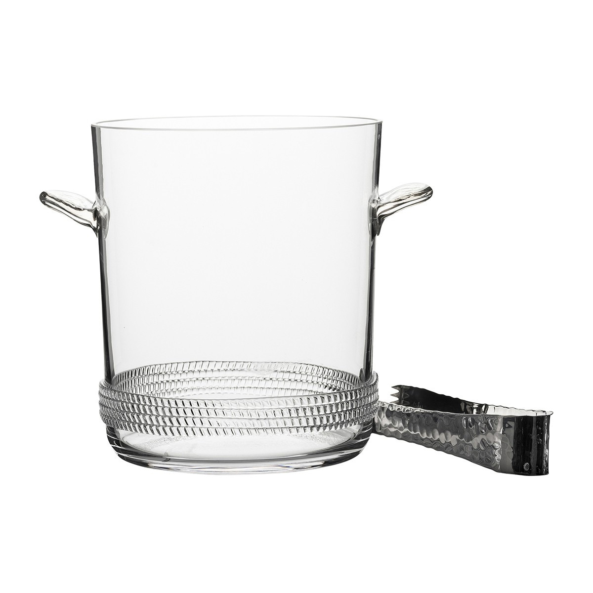 glass ice bucket with tongs