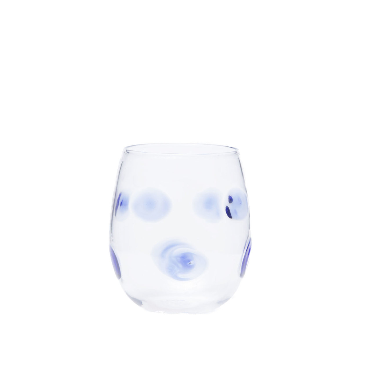 Vietri Drop Blue Stemless Wine Glass