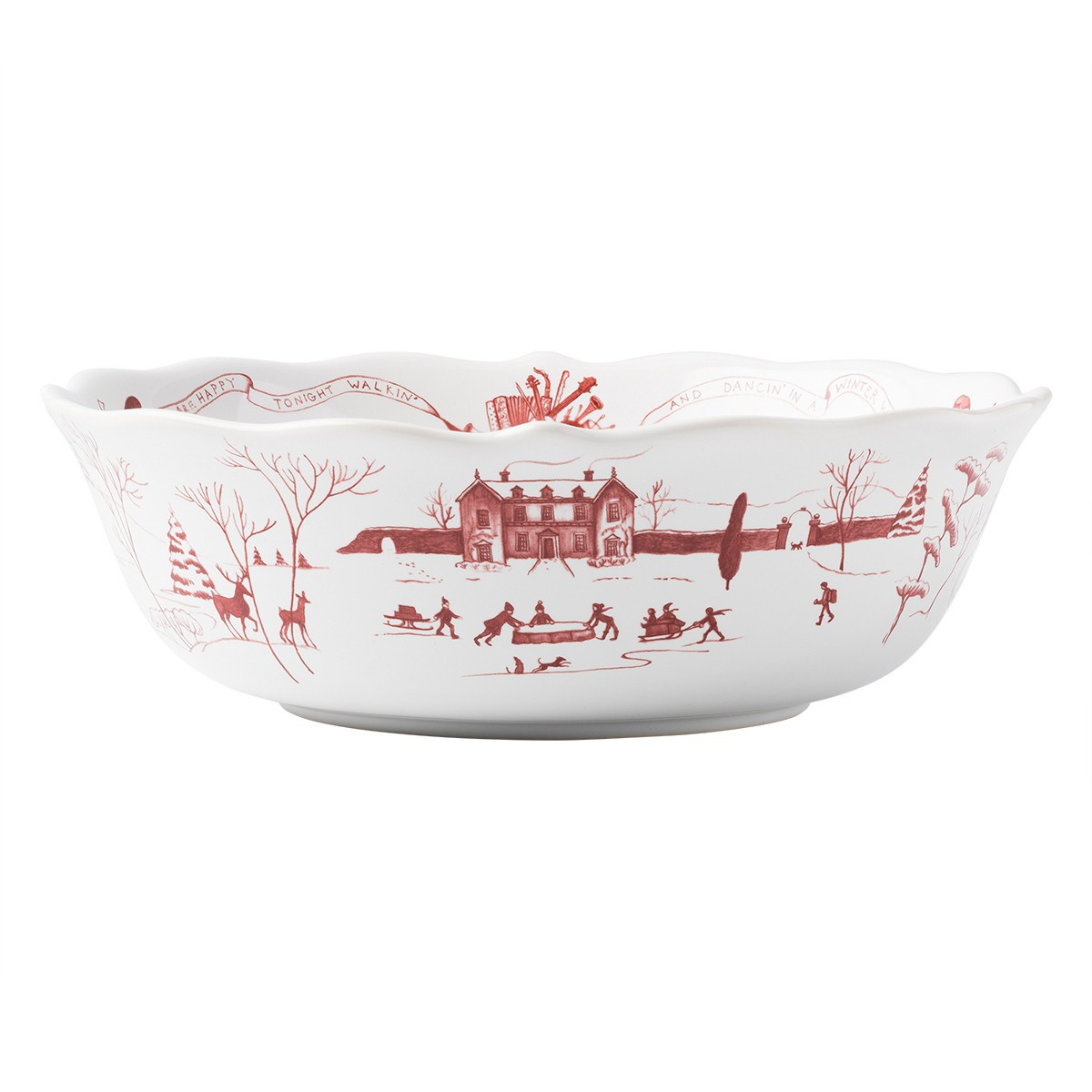Country Estate Winter Frolic Ruby 10" Serving Bowl - Thumbnail 4