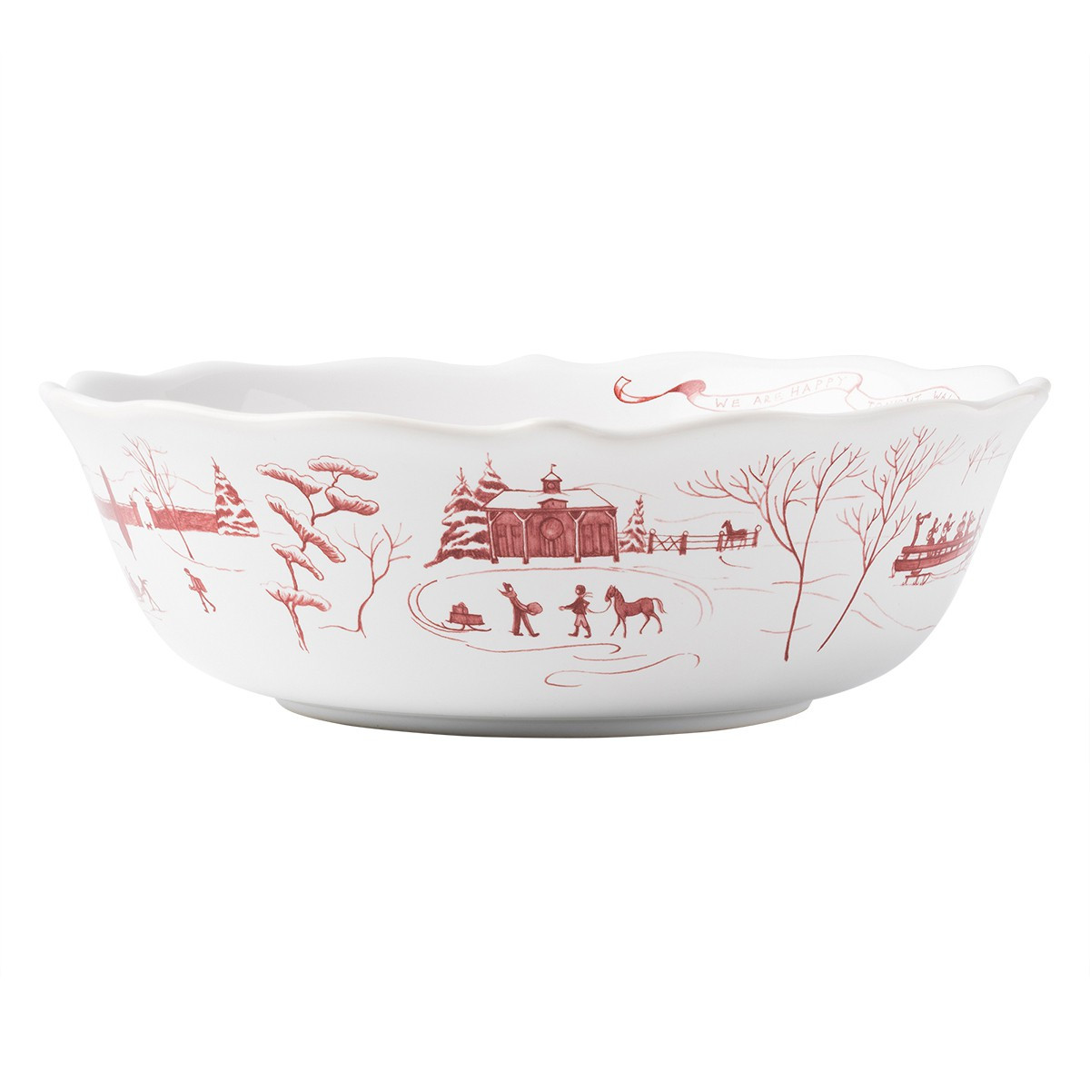 Country Estate Winter Frolic Ruby 10" Serving Bowl - Thumbnail 3