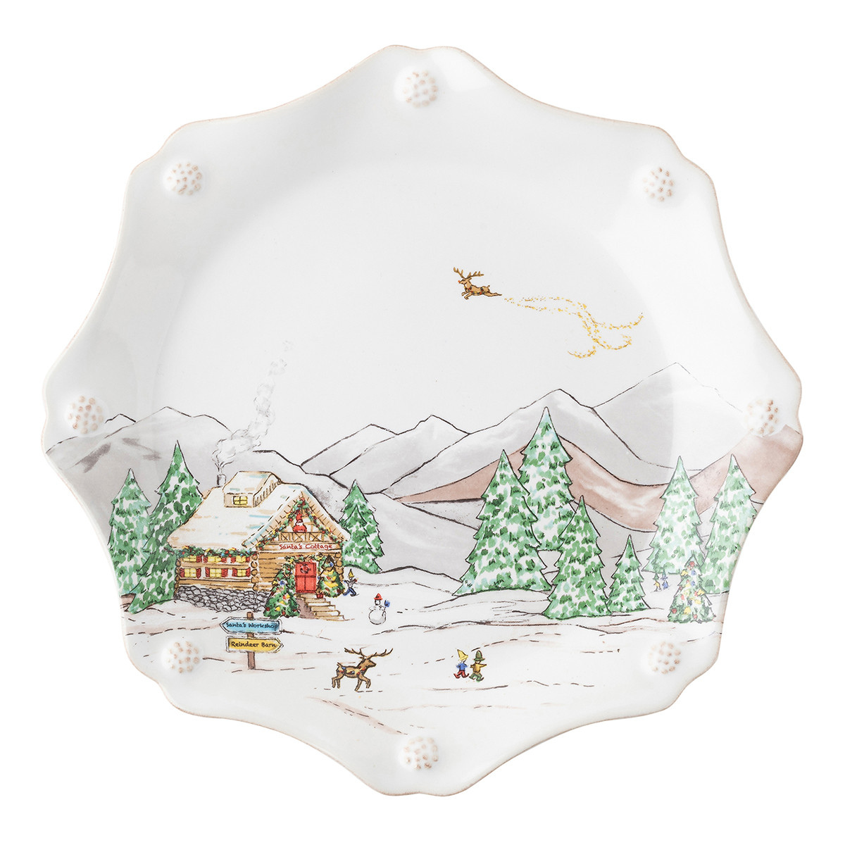 Juliska Berry Thread North Pole Scalloped Dessert/Salad Plate Set/4