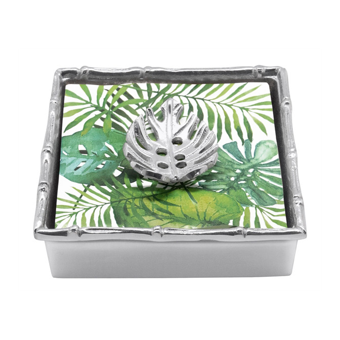Mariposa Tropical Leaf Bamboo Napkin Box - Thumbnail 2