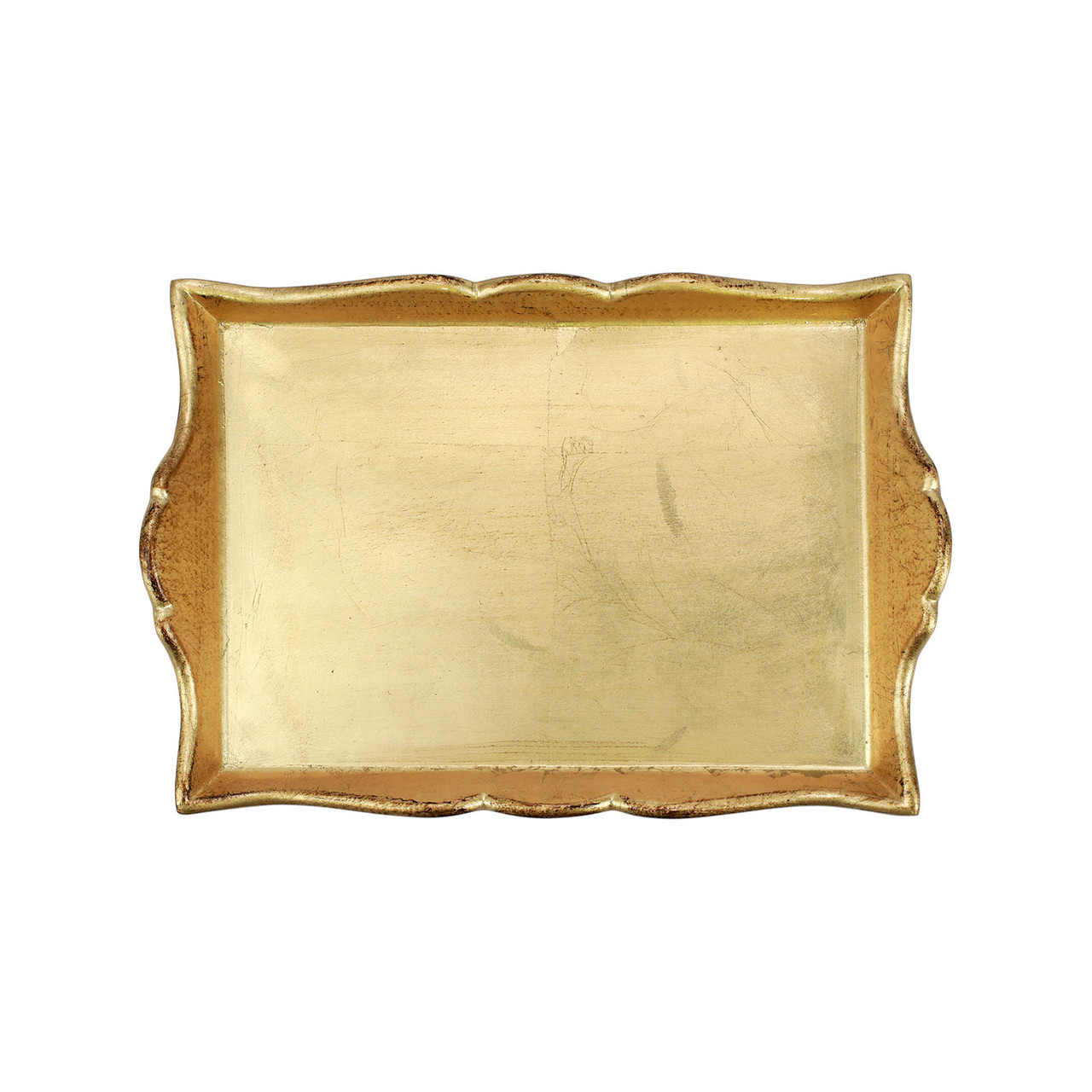 NEW! Florentine Wooden Gold Handled Small Rectangular Tray
