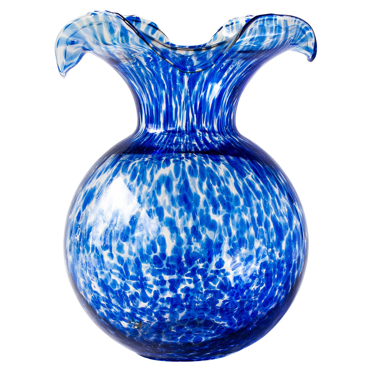 NEW! Hibiscus Glass Cobalt Tortoiseshell Large Fluted Vase
