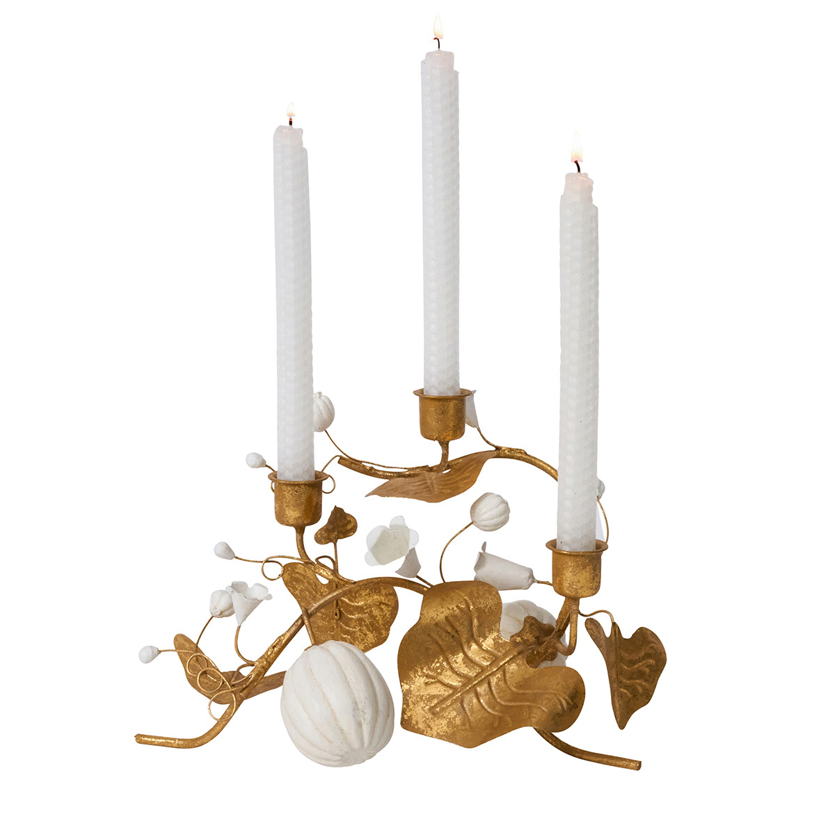 NEW! Forest Walk Pumpkin & Vine Triple Candlestick Holder