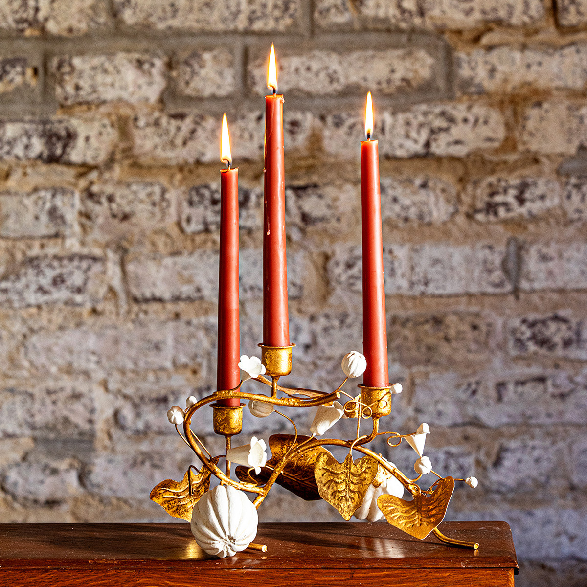 NEW! Forest Walk Pumpkin & Vine Triple Candlestick Holder