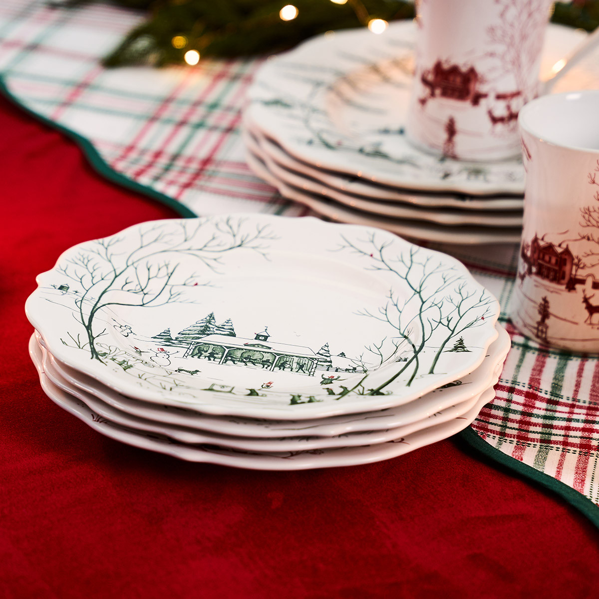 NEW! Country Estate Winter Frolic Dessert/Salad Plate - Evergreen