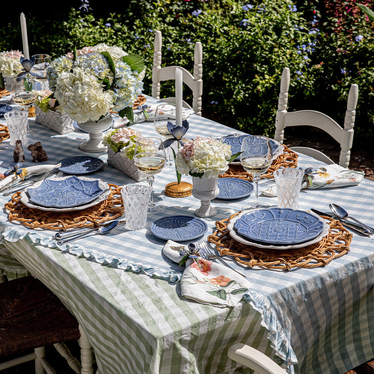 NEW! Jardins du Monde Side/Cocktail Plate Assorted Set/4 - Chambray