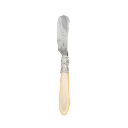 The Aladdin Antique Small Spreader in ivory features elegant pearlized handles, with the strength of high-grade acrylic and 18/10 stainless steel.
5.75"L
ALD-9803I